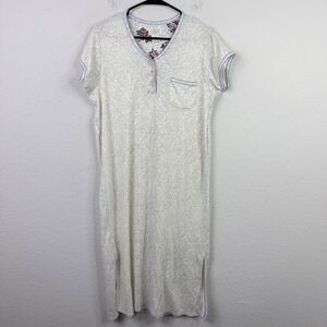 Go Softy‎ Nightgown M Floral Henley Short Sleeve Romantic Cottagecore Coquette